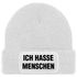 Herren Beanie mit Patch Strickmütze Spruch Sarkasmus Statement Ich hasse Menschen Aufdruck Lustig Mütze Männer Moonworks®preview