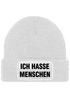 Herren Beanie mit Patch Strickmütze Spruch Sarkasmus Statement Ich hasse Menschen Aufdruck Lustig Mütze Männer Moonworks®preview