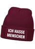 Herren Beanie mit Patch Strickmütze Spruch Sarkasmus Statement Ich hasse Menschen Aufdruck Lustig Mütze Männer Moonworks®preview
