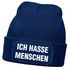 Herren Beanie mit Patch Strickmütze Spruch Sarkasmus Statement Ich hasse Menschen Aufdruck Lustig Mütze Männer Moonworks®preview