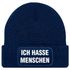Herren Beanie mit Patch Strickmütze Spruch Sarkasmus Statement Ich hasse Menschen Aufdruck Lustig Mütze Männer Moonworks®preview