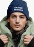 Herren Beanie mit Patch Strickmütze Spruch Sarkasmus Statement Ich hasse Menschen Aufdruck Lustig Mütze Männer Moonworks®preview