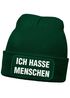 Herren Beanie mit Patch Strickmütze Spruch Sarkasmus Statement Ich hasse Menschen Aufdruck Lustig Mütze Männer Moonworks®preview
