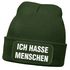 Herren Beanie mit Patch Strickmütze Spruch Sarkasmus Statement Ich hasse Menschen Aufdruck Lustig Mütze Männer Moonworks®preview