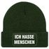 Herren Beanie mit Patch Strickmütze Spruch Sarkasmus Statement Ich hasse Menschen Aufdruck Lustig Mütze Männer Moonworks®preview