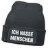 Herren Beanie mit Patch Strickmütze Spruch Sarkasmus Statement Ich hasse Menschen Aufdruck Lustig Mütze Männer Moonworks®preview