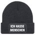 Herren Beanie mit Patch Strickmütze Spruch Sarkasmus Statement Ich hasse Menschen Aufdruck Lustig Mütze Männer Moonworks®preview
