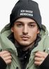 Herren Beanie mit Patch Strickmütze Spruch Sarkasmus Statement Ich hasse Menschen Aufdruck Lustig Mütze Männer Moonworks®preview