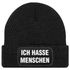 Herren Beanie mit Patch Strickmütze Spruch Sarkasmus Statement Ich hasse Menschen Aufdruck Lustig Mütze Männer Moonworks®preview