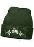 Herren Beanie mit Patch Strickmütze Traktor Herzschlag Aufdruck Landwirt Geschenk Bauer Mütze Männer Moonworks®preview