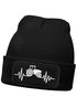 Herren Beanie mit Patch Strickmütze Traktor Herzschlag Aufdruck Landwirt Geschenk Bauer Mütze Männer Moonworks®preview