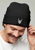 Herren Beanie Patch Aufdruck Skeletthand Metalgruss Strickmütze mit Grafik Print Männer Moonworks®preview