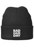 Herren Beanie Patch Bad Hair Day Spruch Aufdruck Wintermütze Streetwear Männer Moonworks®preview
