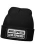 Herren Beanie Patch Strickmütze mit Spruch More Espresso Aufdruck Lustig Mütze Männer Moonworks®preview