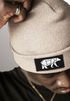 Herren Beanie Wintermütze mit Patch Bär Lineart Polygon Natur Aufdruck Print Strickmütze Rippstrick Outdoor Fashion Neverless®preview