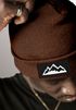 Herren Beanie Wintermütze mit Patch Mountain Badge Aufdruck Print Strickmütze Rippstrick Outdoor Fashion Neverless®preview