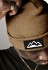 Herren Beanie Wintermütze mit Patch Mountain Badge Aufdruck Print Strickmütze Rippstrick Outdoor Fashion Neverless®preview