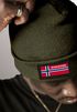 Herren Beanie Wintermütze mit Patch Norwegen Flagge Aufdruck Print Strickmütze Männer Rippstrick Neverless®preview