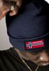 Herren Beanie Wintermütze mit Patch Norwegen Flagge Aufdruck Print Strickmütze Männer Rippstrick Neverless®preview