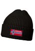 Herren Beanie Wintermütze mit Patch Norwegen Flagge Aufdruck Print Strickmütze Männer Rippstrick Neverless®preview