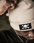 Herren Beanie Wintermütze mit Patch Skull Totenkopf Aufdruck Print Strickmütze Rippstrick Neverless®preview