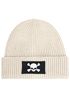 Herren Beanie Wintermütze mit Patch Skull Totenkopf Aufdruck Print Strickmütze Rippstrick Neverless®preview