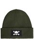 Herren Beanie Wintermütze mit Patch Skull Totenkopf Aufdruck Print Strickmütze Rippstrick Neverless®preview