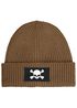Herren Beanie Wintermütze mit Patch Skull Totenkopf Aufdruck Print Strickmütze Rippstrick Neverless®preview
