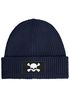 Herren Beanie Wintermütze mit Patch Skull Totenkopf Aufdruck Print Strickmütze Rippstrick Neverless®preview