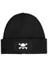 Herren Beanie Wintermütze mit Patch Skull Totenkopf Aufdruck Print Strickmütze Rippstrick Neverless®preview