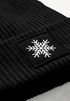 Herren Beanie Wintermütze Patch Aufdruck Schneeflocke Symbol Icon Print Strickmütze Rippstrick Neverless®preview