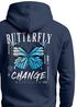 Herren Hoodie Backprint Butterfly Change | Kapuzensweatshirt mit blauem Schmetterling Motivdruck Streetstyle Neverless®preview