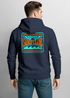 Herren Hoodie Backprint Surfclub California | Surf Design Kapuzensweatshirt mit Retro Grafik Beachwear Style Neverless®preview