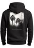 Herren Hoodie Backprint Take Me to Paradise | Schwarzweiß Palmen Motiv Minimal Streetwear Style Neverless®preview