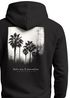 Herren Hoodie Backprint Take Me to Paradise | Schwarzweiß Palmen Motiv Minimal Streetwear Style Neverless®preview