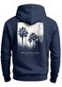 Herren Hoodie Backprint Take Me to Paradise | Schwarzweiß Palmen Motiv Minimal Streetwear Style Neverless®preview