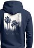 Herren Hoodie Backprint Take Me to Paradise | Schwarzweiß Palmen Motiv Minimal Streetwear Style Neverless®preview