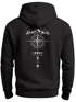 Herren Hoodie Kompass Design Rückenaufdruck Outdoor Symbole Kapuzen-Pullover Männer Fashion Streetstyle Neverless®preview