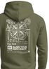 Herren Hoodie Kompass Motiv Backprint | Neverless Point North Kapuzenpullover mit Schriftzug Align Your Path Right Neverless®preview
