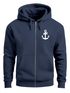 Herren Sweatjacke mit Kapuze Anker Print Motiv Logo Maritim Zipjacke Männer Fashion Streetstyle Neverless®preview
