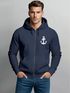 Herren Sweatjacke mit Kapuze Anker Print Motiv Logo Maritim Zipjacke Männer Fashion Streetstyle Neverless®preview