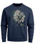 Herren Sweatshirt Indianer Häuptling Federn Totenkopf Skull Feather Neverless®preview
