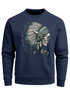 Herren Sweatshirt Indianer Häuptling Federn Totenkopf Skull Feather Neverless®preview