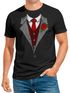 Herren T-Shirt Anzug Schlips Krawatte Aufdruck Kostümidee Fasching Karneval Mottoparty Fun-Shirt Moonworks®preview