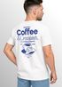 Herren T-Shirt Backprint Grafikshirt Rückendruck Coffee Croissant Kaffeeliebhaber Fashion Streetstyle Neverless®preview