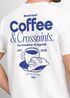 Herren T-Shirt Backprint Grafikshirt Rückendruck Coffee Croissant Kaffeeliebhaber Fashion Streetstyle Neverless®preview