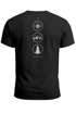 Herren T-Shirt Backprint Outdoor Elemente - Compass Mountains Tree - Grafikshirt Natur Symbole Printshirt Männer Fashion Streetstyle Neverless®preview