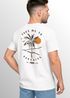 Herren T-Shirt Backprint Palmen Aufdruck Sommer Grafikshirt Urlaub Strand Fashion Streetstyle Printshirt Baumwolle Neverless®preview