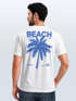 Herren T-Shirt Backprint Sommer Funshirt mit Palmen Print Retro Typografie – Strand Urlaub Grafikshirt Kurzarm Baumwwolle Neverless®preview
