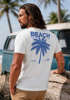 Herren T-Shirt Backprint Sommer Funshirt mit Palmen Print Retro Typografie – Strand Urlaub Grafikshirt Kurzarm Baumwwolle Neverless®preview